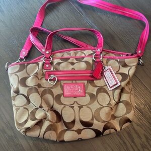 Bigger COACH crossbody purse PINK AND BROWN